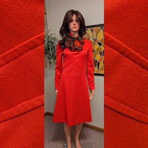 Vintage 1970s Red Solid Long Sleeve A-line Polyester Dress / 60s 70s  Christmas Holiday Valentine's Day - Etsy