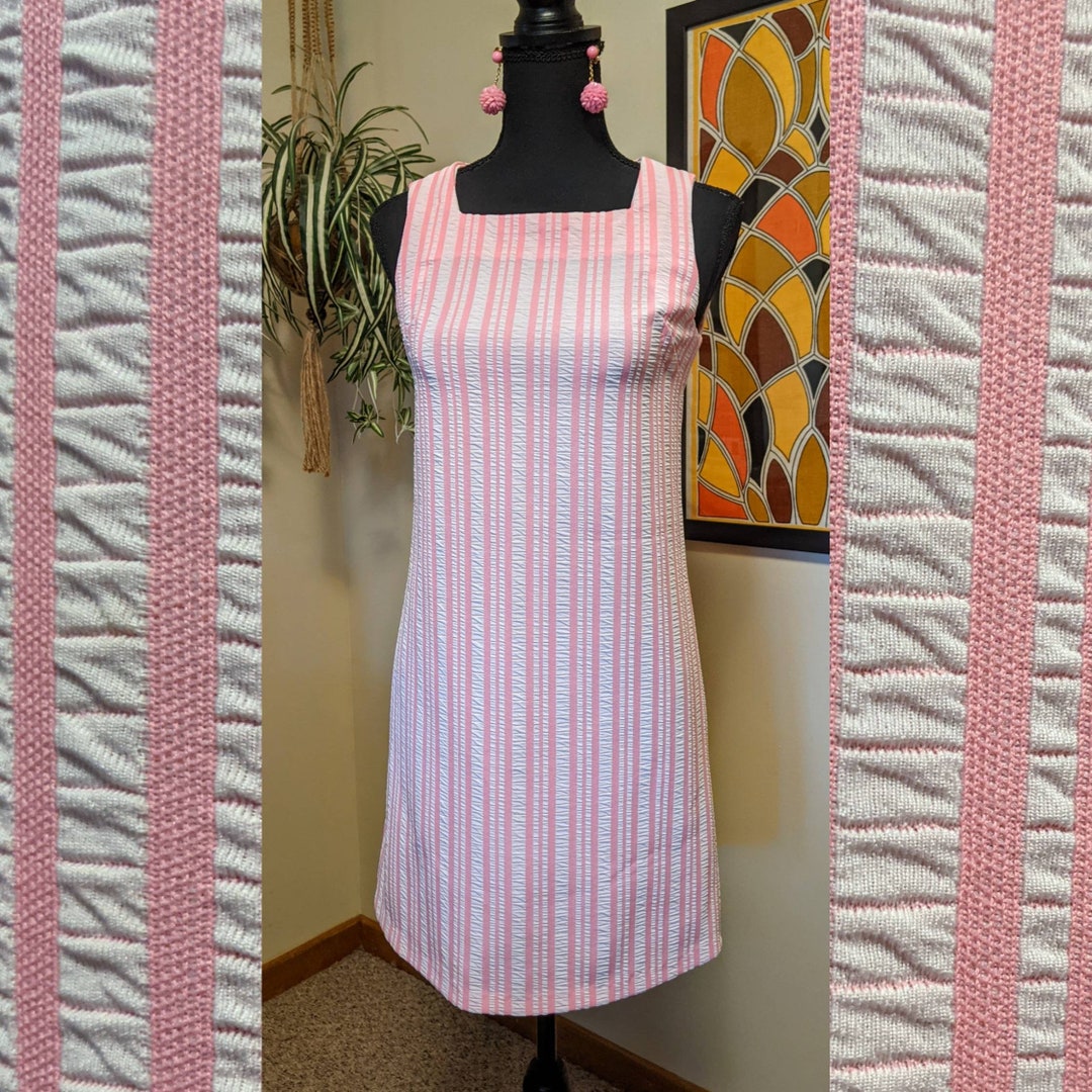 Vintage 1960s Pink Embroidered Shirt Waist Dress by Henley Jr | XS/S
