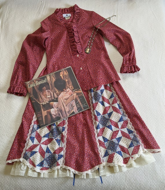 1970s Prairie Style Matching Blouse and Skirt Set