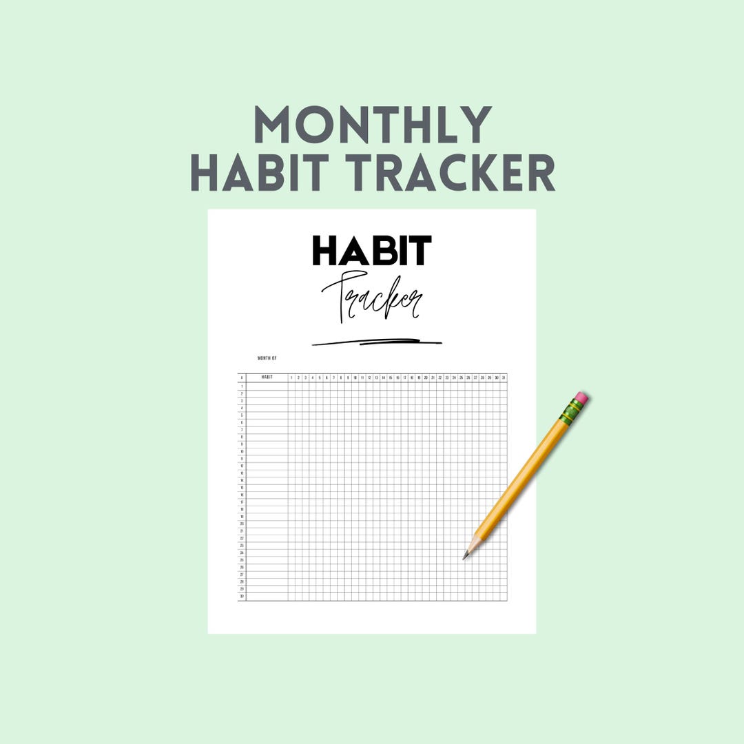 Monthly Habit Tracker PDF | Printable 30 Day Habit Tracker Template ...