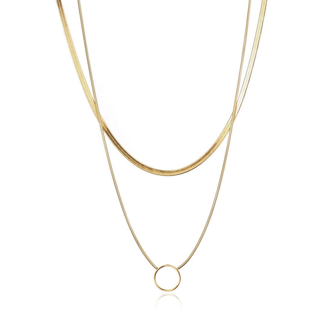 Modern Chain Set Minimalist Gold Chain Layered Necklace With Mixed Links Modern and Chic ...