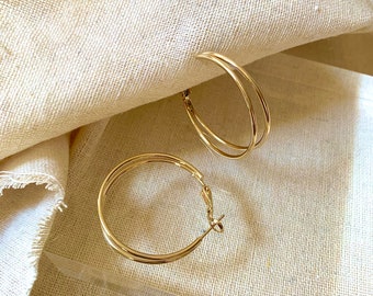 35mm Medium Double Hoop Earrings