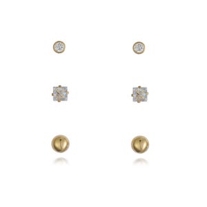 Set of 3 Minimalist Everyday Wear Gold Stud Earrings – Effortless Mix and Match Look