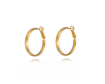 30mm Chic Brushed Satin Matte Gold/Silver Hoop Earrings with Secure Back