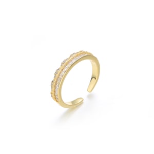 Captivating CZ Multi-Stone Layered Adjustable Open Band Ring