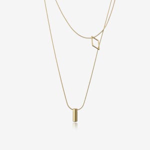 Trendy Gold Pendant Necklace with Unique Geometric Shapes