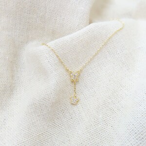 Y Drop Gold double butterflies Necklace