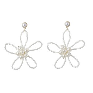 Gorgeous Vintage Gold and Pearl Beaded Flower Dangle & Drop Earrings