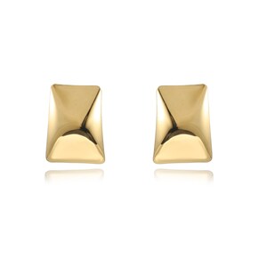 Delicate Retro-Inspired Stud Earrings in Gold Over Stainless Steel