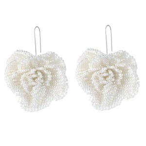 Gorgeous Dazzling Pearl Beaded Flower Dangle & Drop Earrings