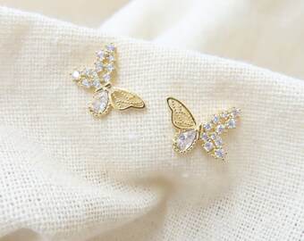 Beautiful CZ butterfly stud earring