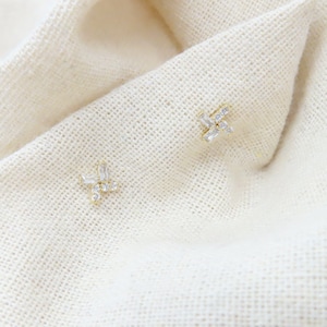 Windmill style with baguette stone CZ stud earring