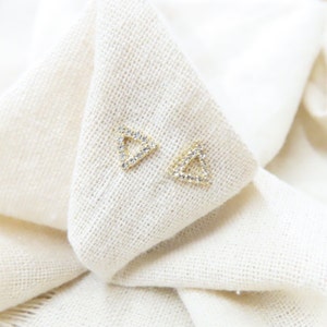 Triangle CZ stud earring