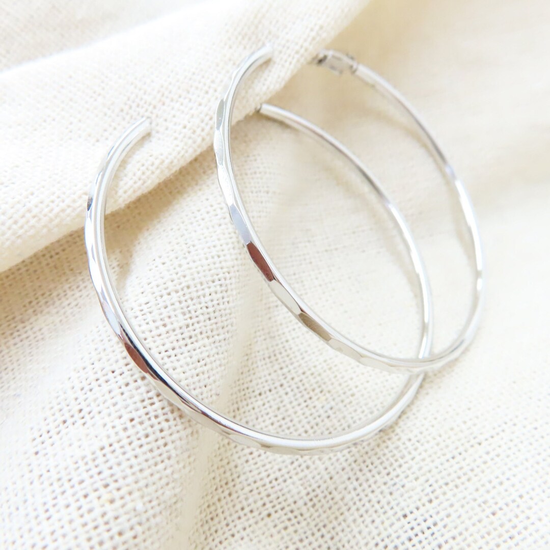 Textured Cut 50mm Hoop Earring