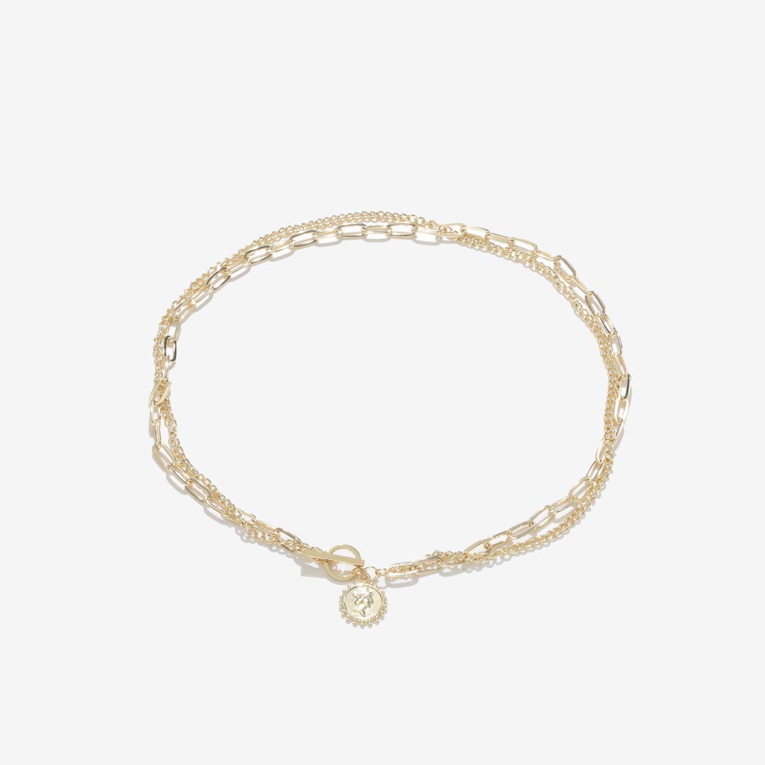 Timeless Gold Chain Layered Necklace With Queen Elizabeth Pendant - Etsy