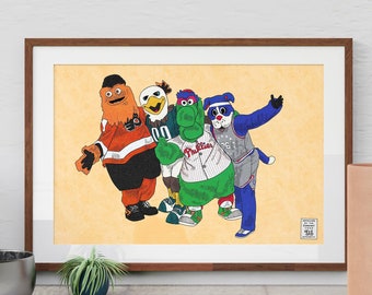 Philly Mascots Group Comic Art