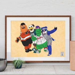 Philly Mascots Group Comic Art 