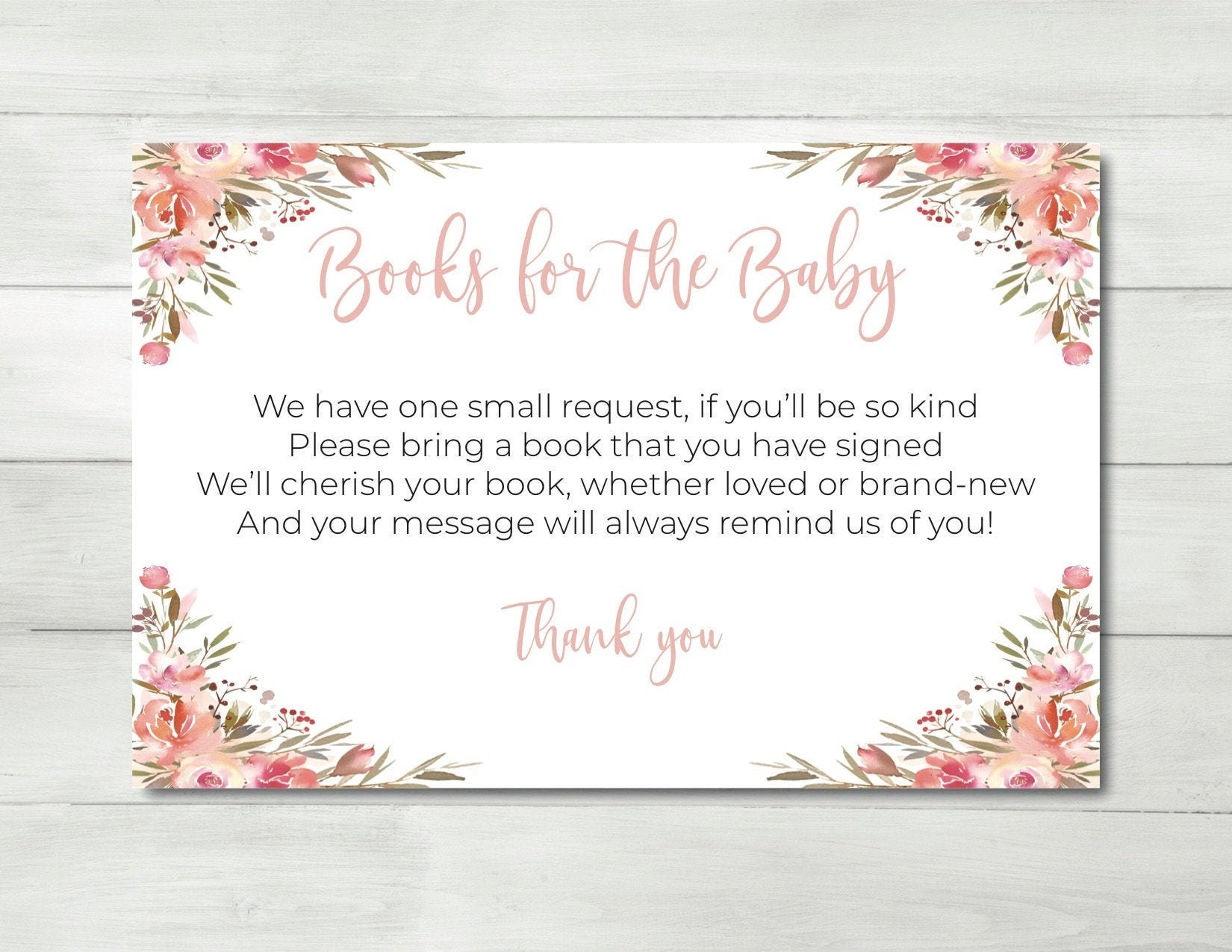 Books for the baby baby shower card baby shower book request | Etsy