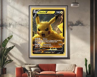 Pikachu V Digital Poster: Trendy Gamer Room Decor (Digital Download)