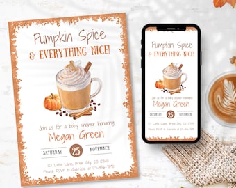 Pumpkin Spice Baby Shower Invitation: Fall Theme, Editable Template (Digital Download)