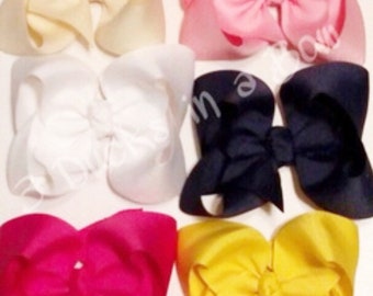 4-inch Grosgrain Hair Bow: Boutique Sewn Center, Alligator Clip or Barrette