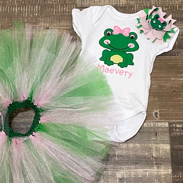 Frog  Birthday Tutu Outfit, Embroidered Birthday Shirt, Cute Frog Birthday Party, Frog Shirt, Birthday Costume, Halloween Costume