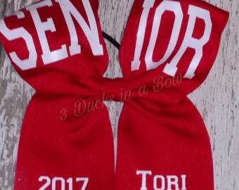 Customizable Senior Cheer Bow: 3-Inch Ribbon, No-Metal Pony-O