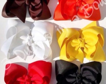 Grosgrain Ribbon Hair Bow - 4 Inch Boutique Bow - Alligator Clip or Barrette