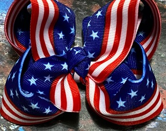 Patriotic 4th of July Flag Hair Bow
