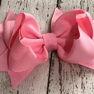 5 1/2 inch Pink Solid Color Hair Bow -Choose your Color