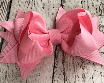 5 1/2 inch Pink Solid Color Hair Bow -Choose your Color