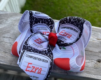 Composition notebook Back to School Hair Bow