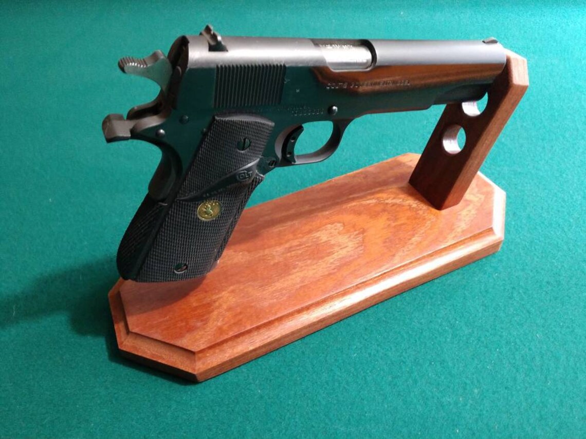 Revolver Display Stand Gun Storage Made From Afromosia Etsy