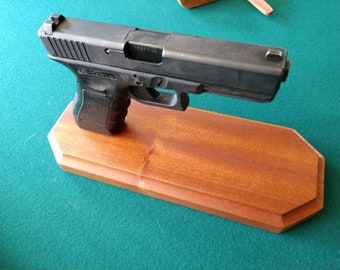 Double Stack Glock .40 Caliber Gun Display Stand, Gun Storage, Made from Sapele