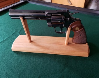 Revolver Display Stand, Gun Storage, Colt Python, Made from Alder