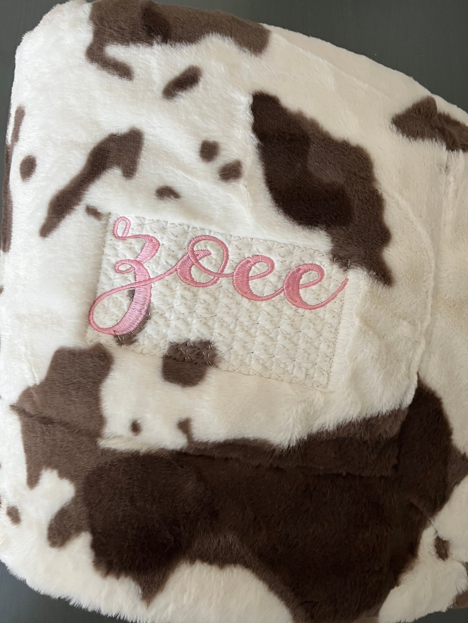 Personalized Cow Print Throw Blanket/ Monogram Cow Blanket / Etsy