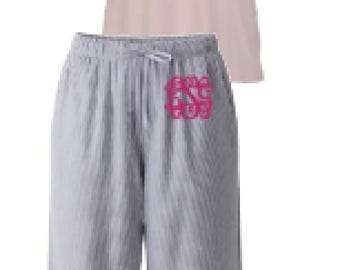 Monogrammed Seersucker Pajama Set - Custom Seersucker Pajama Set - Personalized Seersucker Pajamas