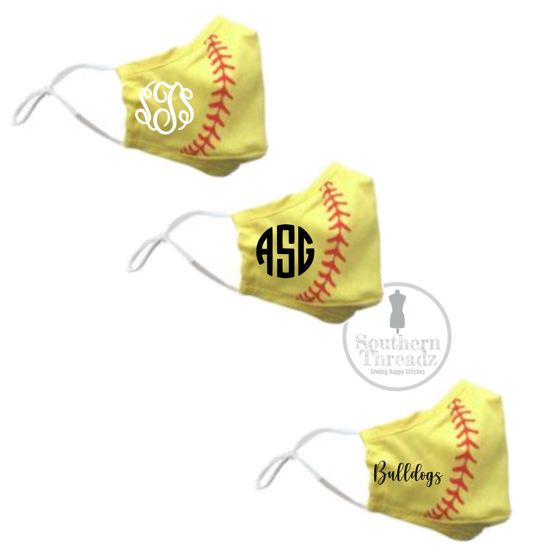Monogrammed Softball Face Masks/ Softball Face Masks/ Softball Etsy