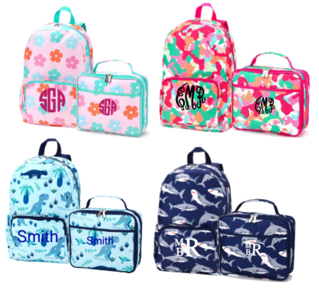 Monogrammed Backpack & Lunch Box Set Custom Backpack and Etsy