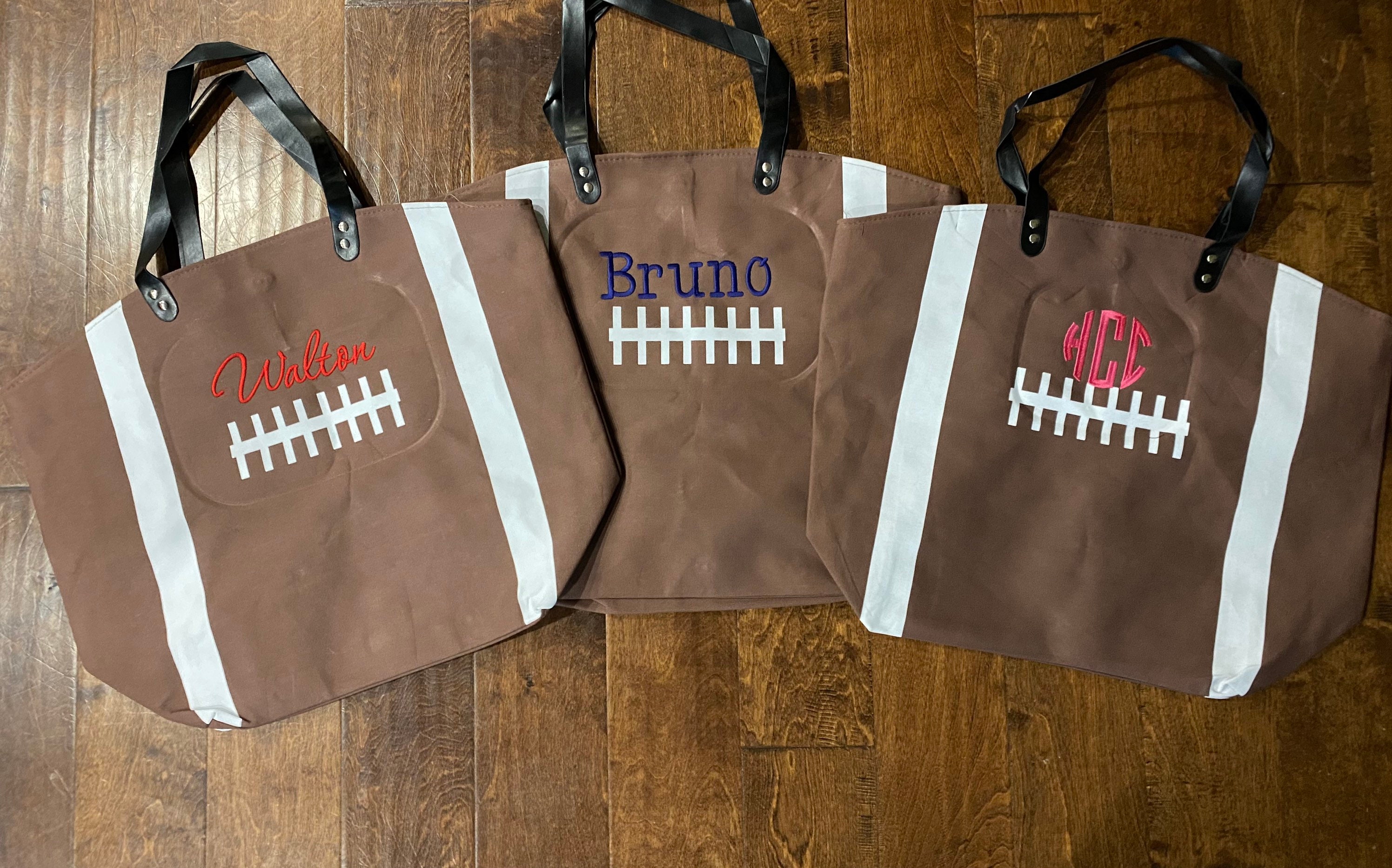 Monogrammed Football Tote Bag