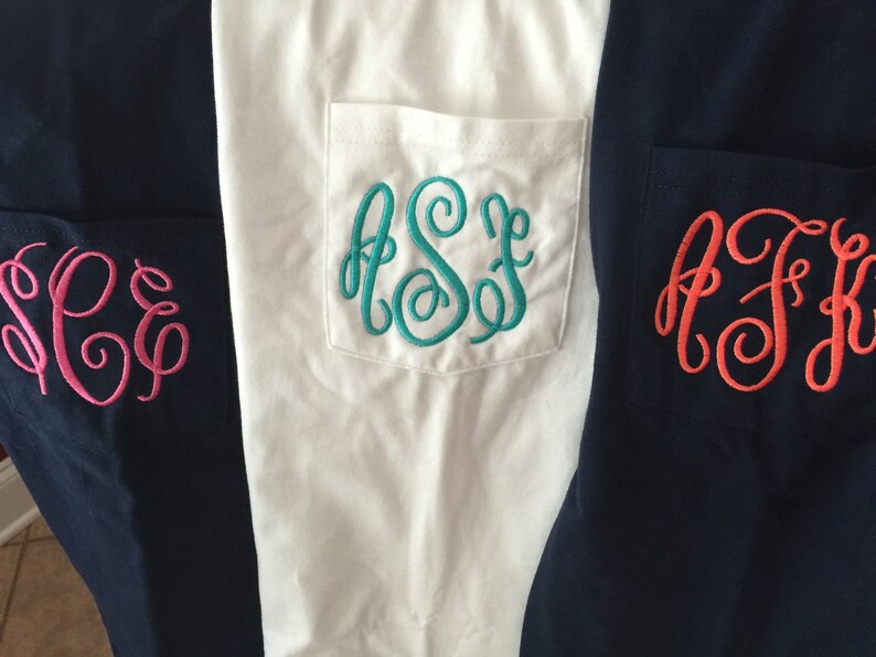 Monogrammed Pocket Tshirt monogram Pocket Tshirt Etsy