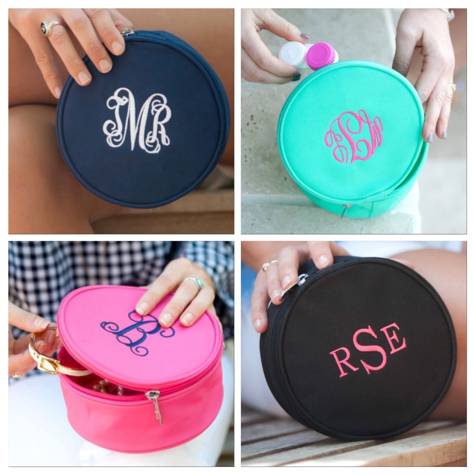 Monogram Case Monogrammed Jewelry Case - Monogram Jewelry Round - Monogrammed Travel ...