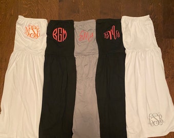 Monogrammed Swimsuit Coverup - Monogram Strapless Dresses - Monogrammed Getting Ready Dress