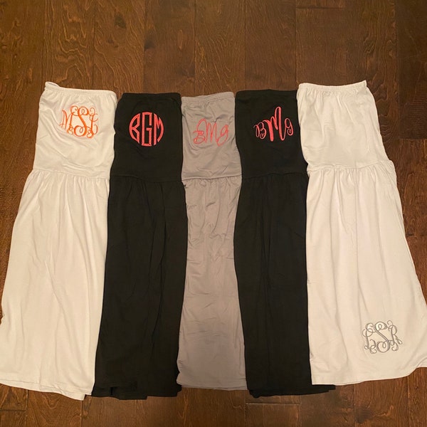 Monogrammed Swimsuit Coverup - Monogram Strapless Dresses - Monogrammed Getting Ready Dress