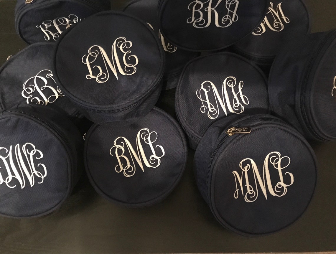 Monogram Case Monogrammed Jewelry Case - Monogram Jewelry Round - Monogrammed Travel ...