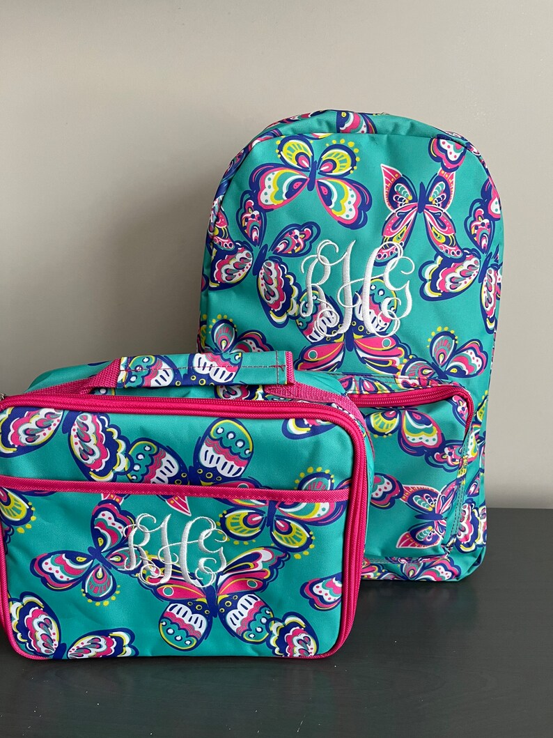 Monogrammed Backpack & Lunch Box Set Custom Backpack and Etsy