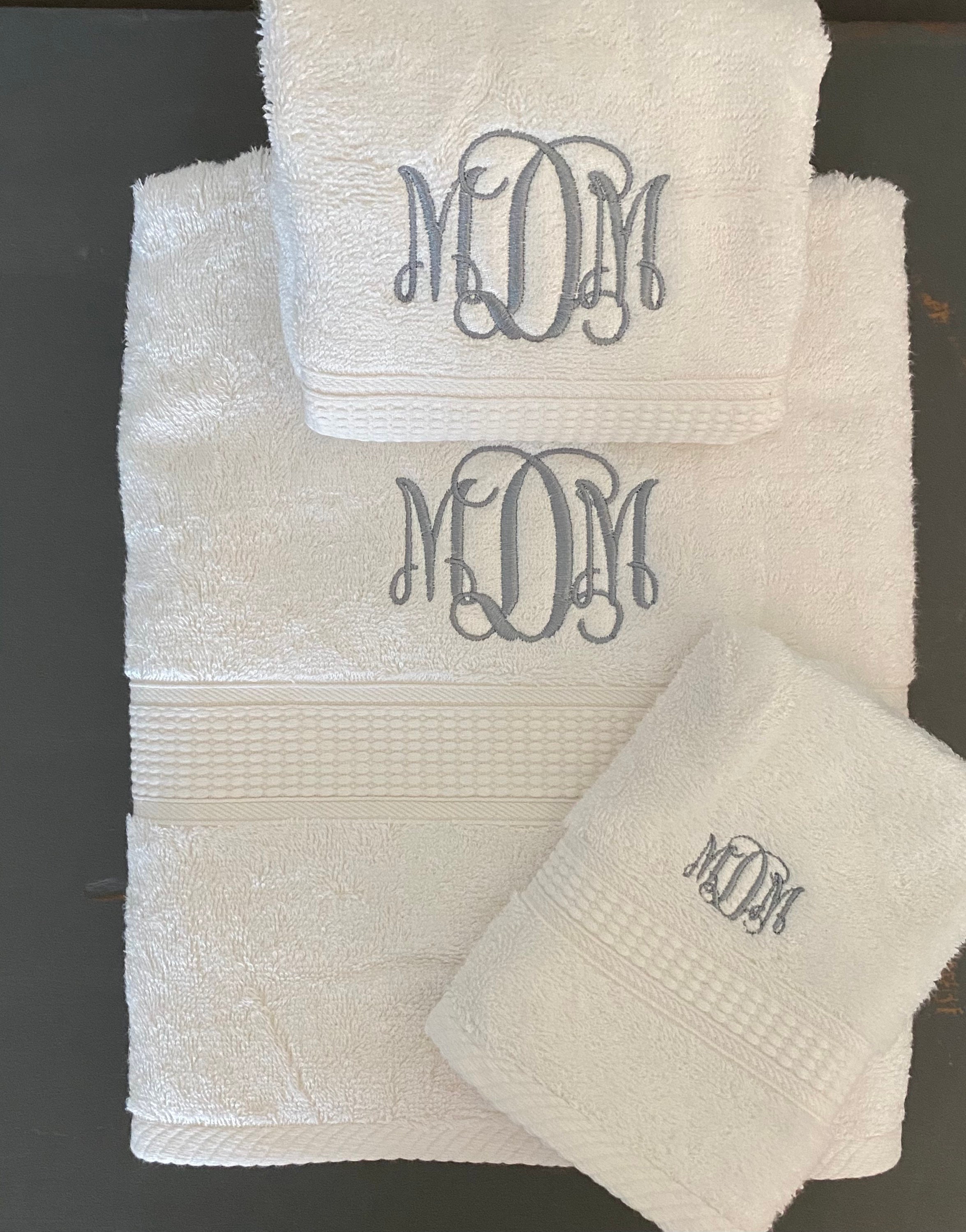 Monogrammed Bath Towel Set Monogrammed 3 Piece Towel Set Etsy UK