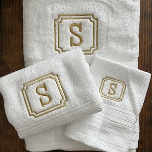 Monogrammed Bath Towel Set, Monogrammed 3 Piece Towel Set, Personalized Towel Sets, Monogram Towels, Towels, Bath Towel Set, Towel Set