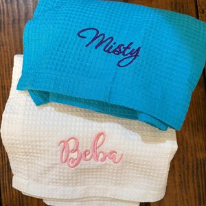 Monogrammed Waffle Spa Wrap: Personalized Cotton Blend Robe