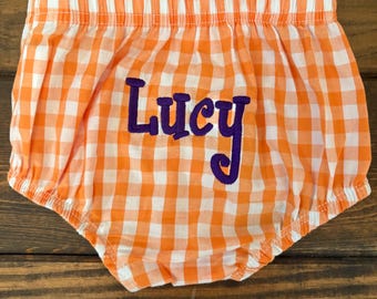 Custom Gingham Diaper Cover: Personalized Baby Bloomers